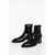 Jil Sander Brushed Leather Angkor Booties With Metal Plaque 4Cm Black