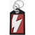 Neil Barrett Keyring With Textured Leather Pendant And Thunderbolt Detail Black