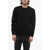 Paolo Pecora Virgin Wool Crew-Neck Sweater With Contrasting Edges Black