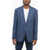 CORNELIANI Jacquard Flax Blend Half-Lined Blazer Blue