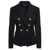 Balmain Black Double-Breasted Jacket With Branded Buttons And Asymmetric Cut In Wool Woman Black