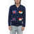 Comme des Garçons Embroidered Pixel Wool Cardigan Blue