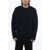 Bottega Veneta Crew Neck 3D Intreccio Wool Blend Sweater Blue