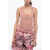 LUDOVIC DE SAINT SERNIN See-Through Tank Top With Rhinestoned Logo Pink