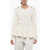 Alexander McQueen Crew Neck Cashmere Blend Sweater With Peplum Hem White