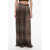 Dolce & Gabbana Accordion Chiffon Palazzo Pants With Animal Pattern Brown