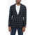 CORNELIANI Cricle Windowpane Check Wool Blend Blazer Blue