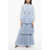 Self-Portrait Pleated Flounced Maxi Shirt Dress With Tuxedo Detail Light Blue