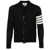 Thom Browne Thom Browne Jersey Stitch Relaxed Fit V Neck Cardigan In Fine Merino Wool With 4 Bar Stripes Clothing Black