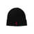 Ralph Lauren Black Beanie With Red Pony Embroidery In Wool Man Black