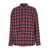 JUUN.J Red Oversized Shirt With Check Motif In Cotton Man MULTICOLOR