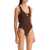 HUNZA G. Celine Metallic One-Piece Swims METALLIC CHOCOLATE