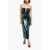 ROLAND MOURET Sequined Bandeau Midi Dress With Back Split Green