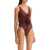 Magda Butrym Ruffled One-Piece Swimsuit With BROWN