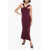 ROLAND MOURET Asymmetric Cady Dress With Criss Cross Detail Burgundy