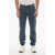 CORNELIANI Id Solid Color Jeans With Leather Details 18Cm Blue