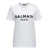 Balmain White Crewneck T-Shirt With Logo Print And Golden Buttons In Jersey Woman WHITE