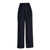 VICARIO CINQUE Wide-leg pinstriped stretch flannel trousers with pleats Patti. Regular fit. Blue