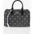 John Richmond Textured Faux Leather Naryn Bowler Bag With All-Over Monogra Black