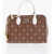 John Richmond Printed Faux Leather Naryn Bowler Bag With Metal Logo Brown