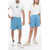 SPORTY & RICH Drawstring Waist Lightweight Cotton Unisex Shorts Light Blue