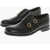 LIDFORT Leather Double Buckle Monk Strap Shoes Black