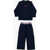 DSQUARED2 Solid Color Cotton Stretch Pajamas Blue