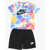 Nike Tie Dye Effect T-Shirt And Shorts Set Multicolor