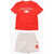 Nike Contrasting Logo Shorts Swoosh And T-Shirt Set Red