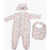 Kenzo Printed Romper Suit Hat And Bib Set Pink