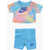 Nike Crew-Neck T-Shirt And Biker Shorts Set With Printed Logo Multicolor