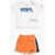 Nike Contrasting Side Bands And Crew-Neck T-Shirt Set Orange