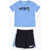 Nike Printed Crew-Neck T-Shirt And Contrasting Bands Shorts Set Blue