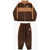 Nike All Over Logo Textured Club Joggers And Sweatshirts Set Brown