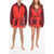 Diesel Fleeced Unisex Uudg-Jas-Homey Dressing Gown With Hood And Be Red