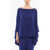 Gianluca Capannolo Boat Neckline Solid Color Eve Cape Blue