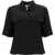 Ganni Short-Sleeved Twill Blouse For BLACK