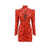 Alessandra Rich Silk dress with drapery on the front Red