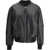 THE ATTICO Leather Anja Bomber Jacket BLACK