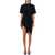 MUGLER Ruched cotton mini dress Black