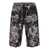 Dolce & Gabbana Black And White Bermuda Short With Flower Print In Silk Twill Man MULTICOLOR