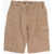 Bonpoint Cotton Blend Cargo Shorts With Golden Button Brown