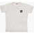 STONE ISLAND KIDS Solid Color Crew-Neck T-Shirt With Contrasting Logo Patch Beige