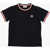 Moncler Kids Cotton Crew-Neck T-Shirt With Contrast Hem Blue