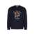 DRÔLE DE MONSIEUR Drôle De Monsieur Slogan Fleurs Crew-Neck Wool Sweater BLUE