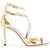 Jimmy Choo Metallic Leather Azia 95 Sandals GOLD