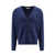 MAISON KITSUNÉ Cotton blend cardigan with iconic frontal patch Blue