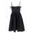 Ganni Black Sleeveless Dress With Spaghetti Straps And Bow Detail On The Rear In Cotton Woman Black