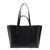 Pinko Black Large Tote Bag With Logo Charm In Grainy Leather Woman Black