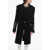 Balmain Virgin Wool Blend Coat With Ribbed Knitted Details Black